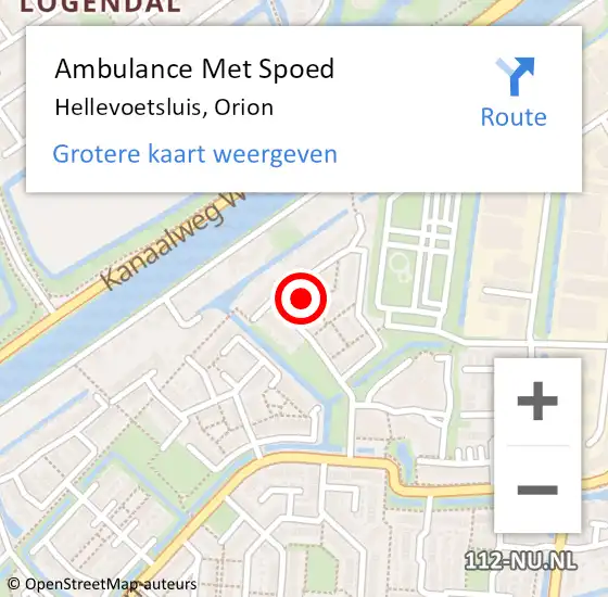 Locatie op kaart van de 112 melding: Ambulance Met Spoed Naar Hellevoetsluis, Orion op 23 juni 2024 07:23