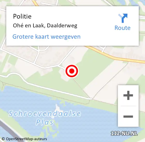 Locatie op kaart van de 112 melding: Politie Ohé en Laak, Daalderweg op 23 juni 2024 07:42