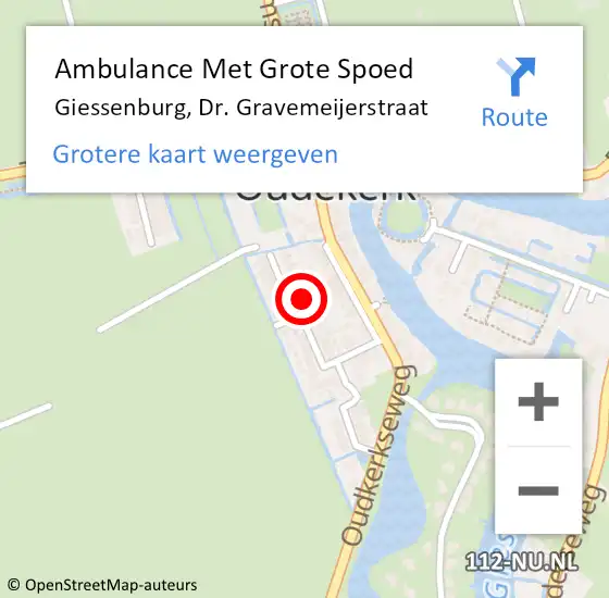 Locatie op kaart van de 112 melding: Ambulance Met Grote Spoed Naar Giessenburg, Dr. Gravemeijerstraat op 23 juni 2024 07:44