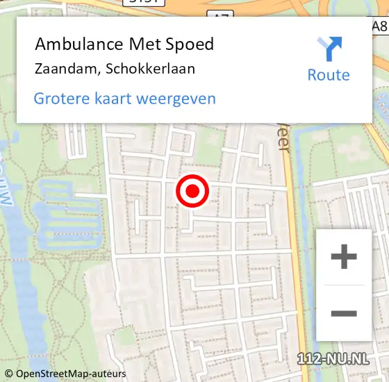 Locatie op kaart van de 112 melding: Ambulance Met Spoed Naar Zaandam, Schokkerlaan op 23 juni 2024 08:21