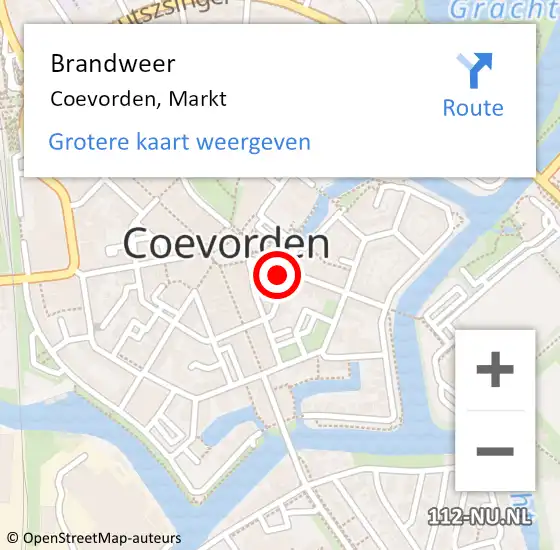 Locatie op kaart van de 112 melding: Brandweer Coevorden, Markt op 10 oktober 2014 12:28