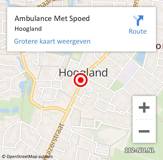 Locatie op kaart van de 112 melding: Ambulance Met Spoed Naar Hoogland op 23 juni 2024 09:13