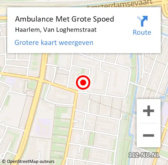 Locatie op kaart van de 112 melding: Ambulance Met Grote Spoed Naar Haarlem, Van Loghemstraat op 23 juni 2024 09:19