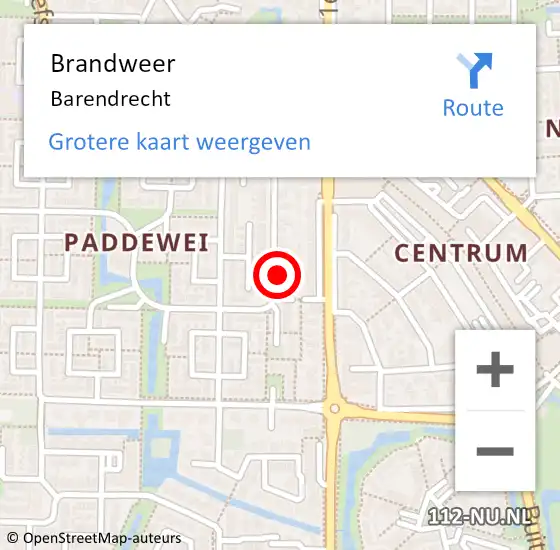 Locatie op kaart van de 112 melding: Brandweer Barendrecht op 23 juni 2024 09:23