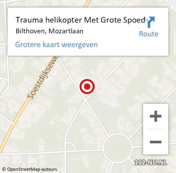 Locatie op kaart van de 112 melding: Trauma helikopter Met Grote Spoed Naar Bilthoven, Mozartlaan op 23 juni 2024 09:31