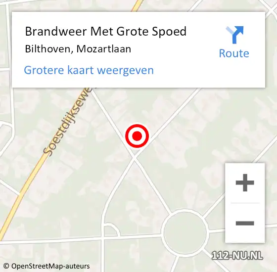 Locatie op kaart van de 112 melding: Brandweer Met Grote Spoed Naar Bilthoven, Mozartlaan op 23 juni 2024 09:33