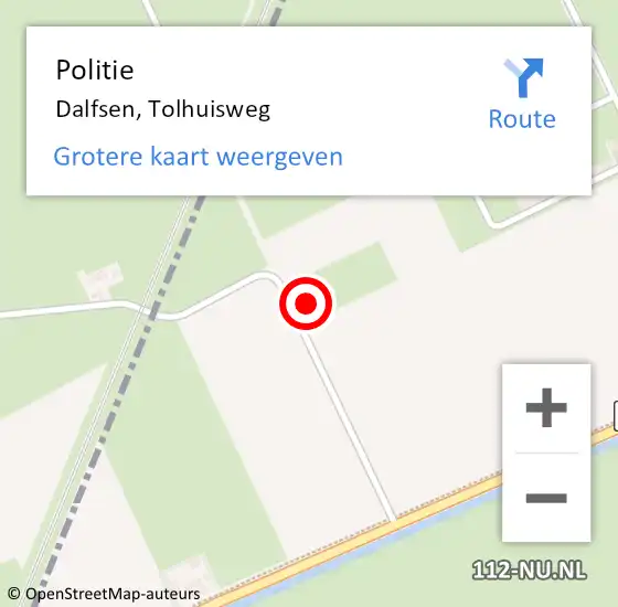 Locatie op kaart van de 112 melding: Politie Dalfsen, Tolhuisweg op 23 juni 2024 09:46