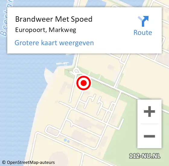 Locatie op kaart van de 112 melding: Brandweer Met Spoed Naar Europoort, Markweg op 23 juni 2024 09:47
