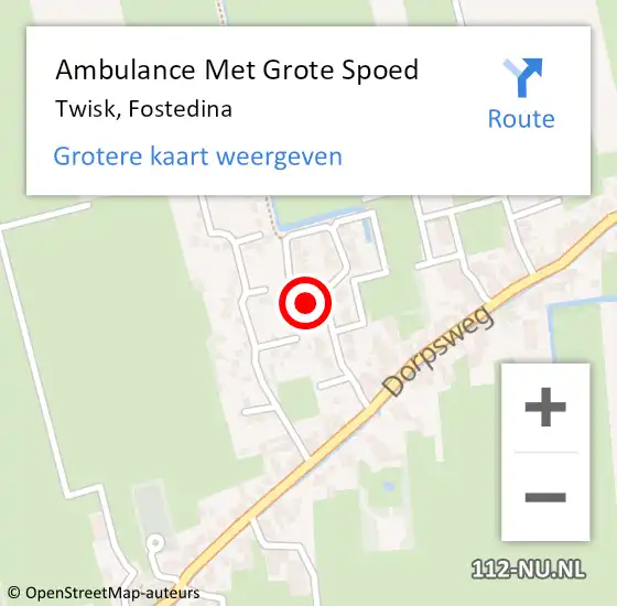 Locatie op kaart van de 112 melding: Ambulance Met Grote Spoed Naar Twisk, Fostedina op 23 juni 2024 10:07