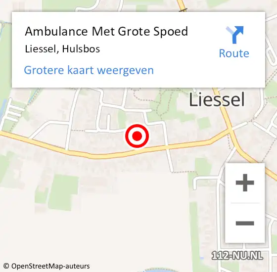 Locatie op kaart van de 112 melding: Ambulance Met Grote Spoed Naar Liessel, Hulsbos op 10 oktober 2014 12:34