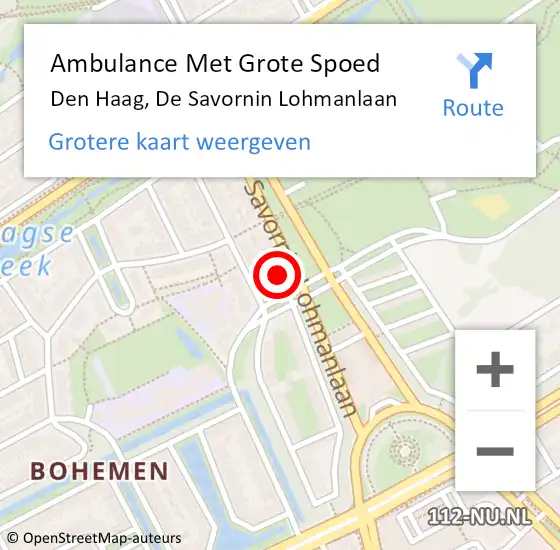 Locatie op kaart van de 112 melding: Ambulance Met Grote Spoed Naar Den Haag, De Savornin Lohmanlaan op 23 juni 2024 10:16