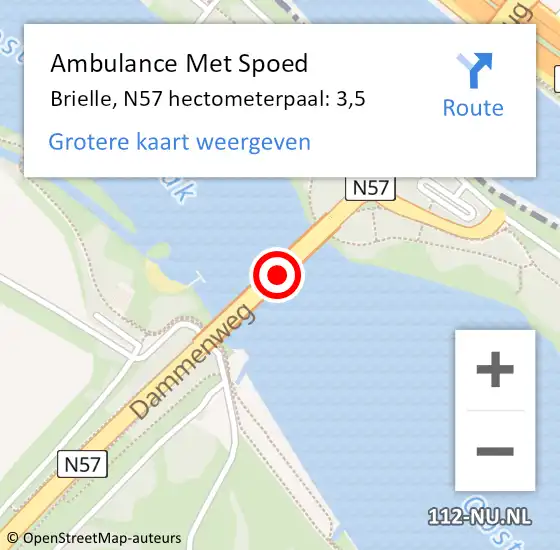 Locatie op kaart van de 112 melding: Ambulance Met Spoed Naar Brielle, N57 hectometerpaal: 3,5 op 23 juni 2024 10:27