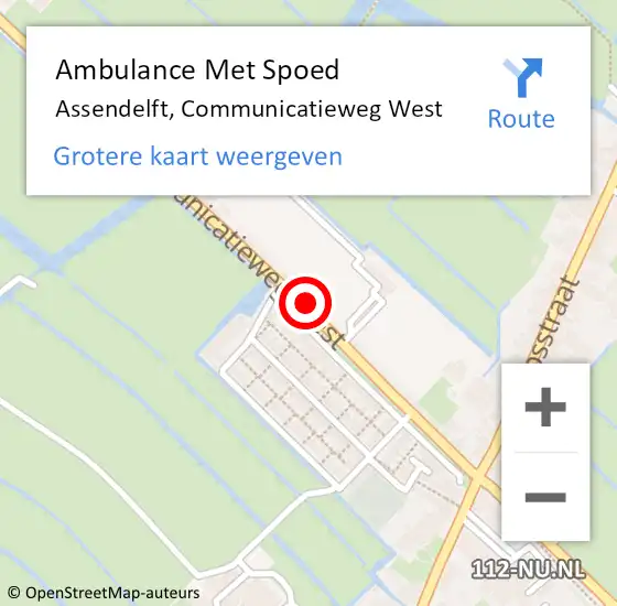 Locatie op kaart van de 112 melding: Ambulance Met Spoed Naar Assendelft, Communicatieweg West op 23 juni 2024 10:31