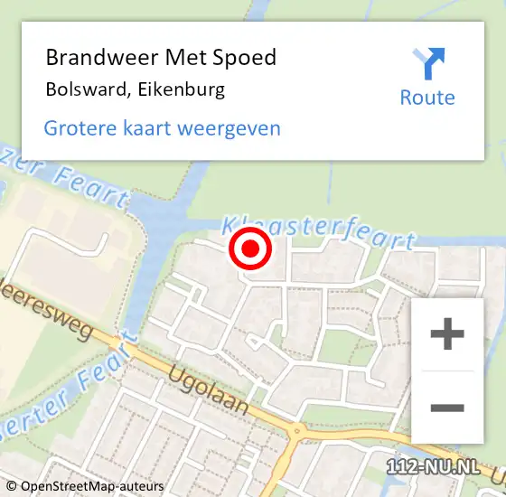 Locatie op kaart van de 112 melding: Brandweer Met Spoed Naar Bolsward, Eikenburg op 23 juni 2024 10:32