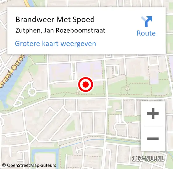 Locatie op kaart van de 112 melding: Brandweer Met Spoed Naar Zutphen, Jan Rozeboomstraat op 23 juni 2024 10:41