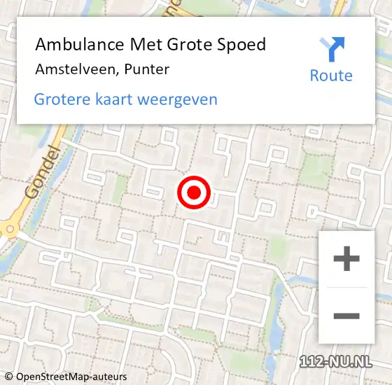 Locatie op kaart van de 112 melding: Ambulance Met Grote Spoed Naar Amstelveen, Punter op 23 juni 2024 11:01