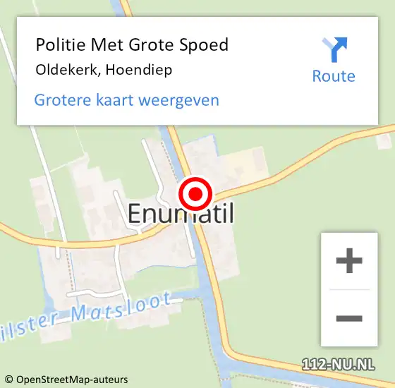 Locatie op kaart van de 112 melding: Politie Met Grote Spoed Naar Oldekerk, Hoendiep op 23 juni 2024 11:05