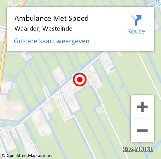 Locatie op kaart van de 112 melding: Ambulance Met Spoed Naar Waarder, Westeinde op 23 juni 2024 11:14