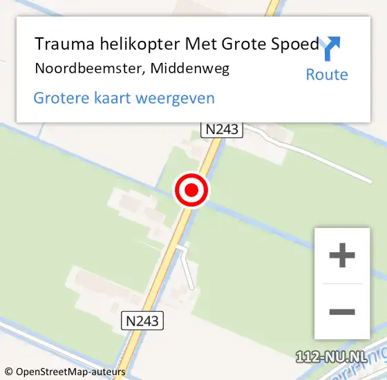 Locatie op kaart van de 112 melding: Trauma helikopter Met Grote Spoed Naar Noordbeemster, Middenweg op 23 juni 2024 11:56