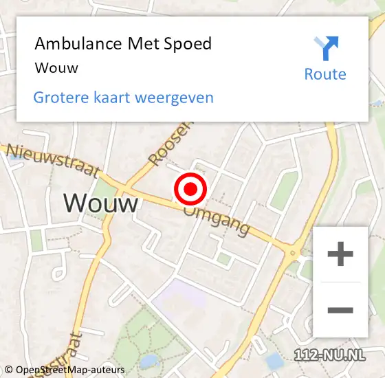 Locatie op kaart van de 112 melding: Ambulance Met Spoed Naar Wouw op 23 juni 2024 12:00