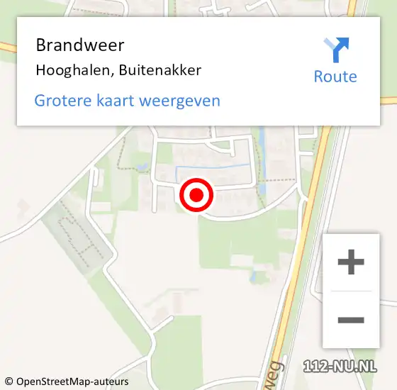 Locatie op kaart van de 112 melding: Brandweer Hooghalen, Buitenakker op 23 juni 2024 12:04