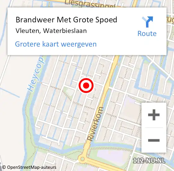 Locatie op kaart van de 112 melding: Brandweer Met Grote Spoed Naar Vleuten, Waterbieslaan op 23 juni 2024 12:07