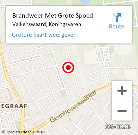 Locatie op kaart van de 112 melding: Brandweer Met Grote Spoed Naar Valkenswaard, Koningsvaren op 23 juni 2024 12:10