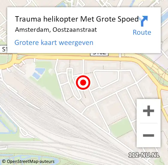 Locatie op kaart van de 112 melding: Trauma helikopter Met Grote Spoed Naar Amsterdam, Oostzaanstraat op 23 juni 2024 12:11