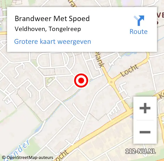 Locatie op kaart van de 112 melding: Brandweer Met Spoed Naar Veldhoven, Tongelreep op 23 juni 2024 12:22