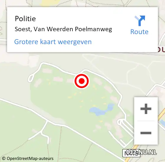 Locatie op kaart van de 112 melding: Politie Soest, Van Weerden Poelmanweg op 23 juni 2024 12:23