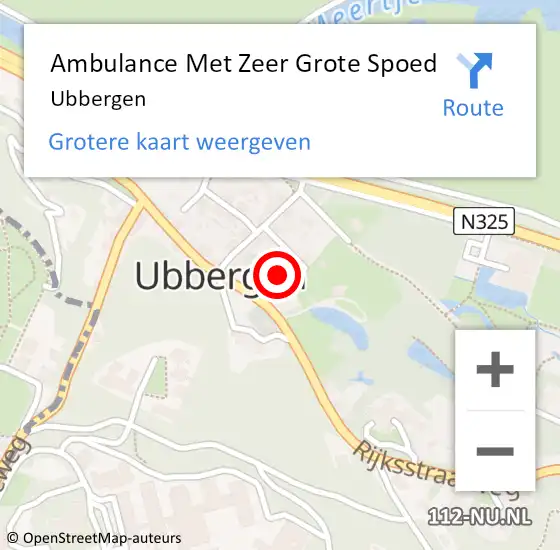 Locatie op kaart van de 112 melding: Ambulance Met Zeer Grote Spoed Naar Ubbergen op 23 juni 2024 12:27