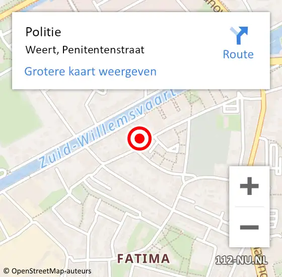 Locatie op kaart van de 112 melding: Politie Weert, Penitentenstraat op 23 juni 2024 12:32