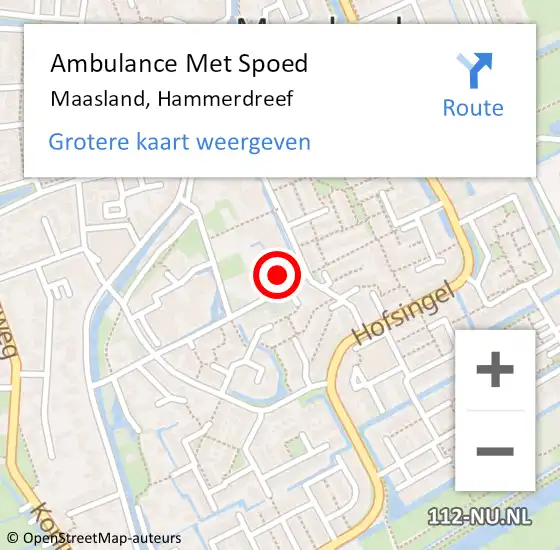 Locatie op kaart van de 112 melding: Ambulance Met Spoed Naar Maasland, Hammerdreef op 23 juni 2024 12:44