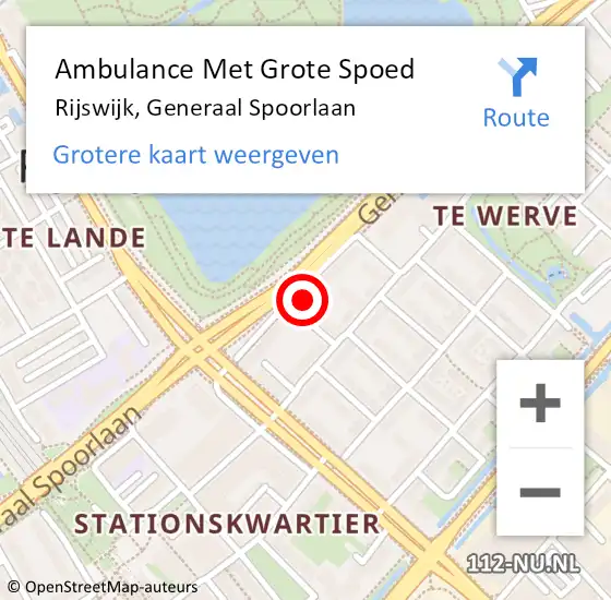 Locatie op kaart van de 112 melding: Ambulance Met Grote Spoed Naar Rijswijk, Generaal Spoorlaan op 23 juni 2024 13:00