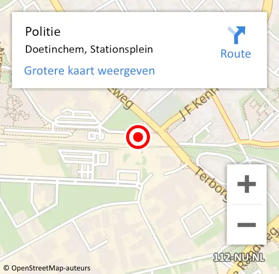 Locatie op kaart van de 112 melding: Politie Doetinchem, Stationsplein op 23 juni 2024 13:03