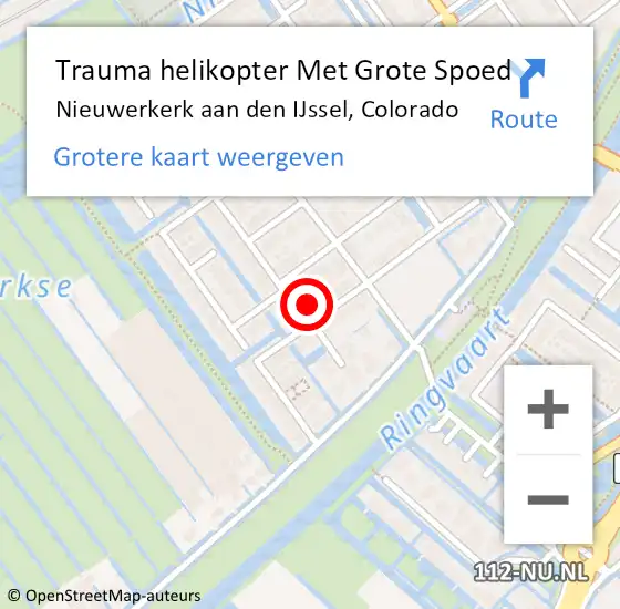 Locatie op kaart van de 112 melding: Trauma helikopter Met Grote Spoed Naar Nieuwerkerk aan den IJssel, Colorado op 23 juni 2024 13:03