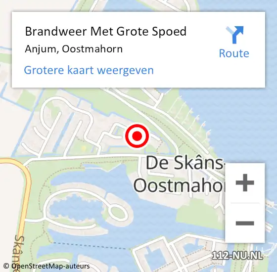 Locatie op kaart van de 112 melding: Brandweer Met Grote Spoed Naar Anjum, Oostmahorn op 23 juni 2024 13:09