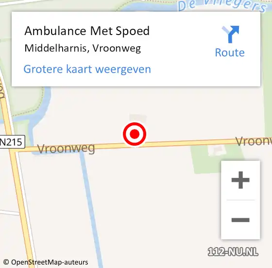 Locatie op kaart van de 112 melding: Ambulance Met Spoed Naar Middelharnis, Vroonweg op 23 juni 2024 13:20