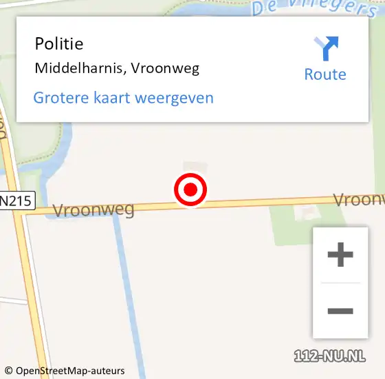 Locatie op kaart van de 112 melding: Politie Middelharnis, Vroonweg op 23 juni 2024 13:21