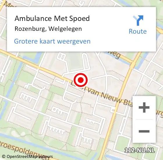 Locatie op kaart van de 112 melding: Ambulance Met Spoed Naar Rozenburg, Welgelegen op 23 juni 2024 13:22