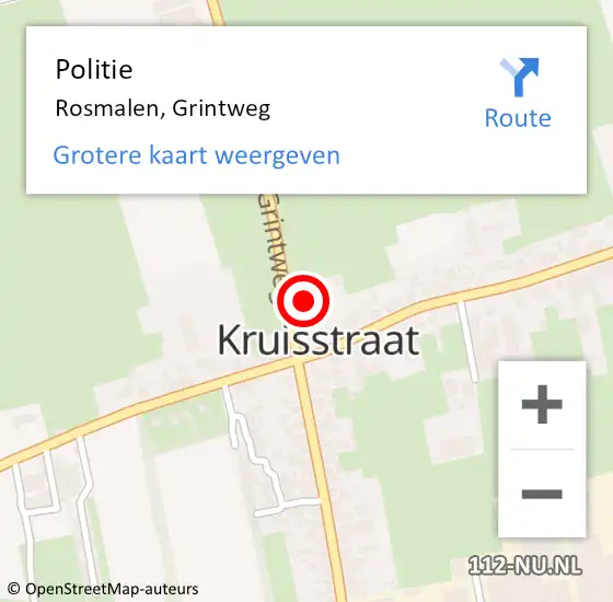 Locatie op kaart van de 112 melding: Politie Rosmalen, Grintweg op 23 juni 2024 13:35