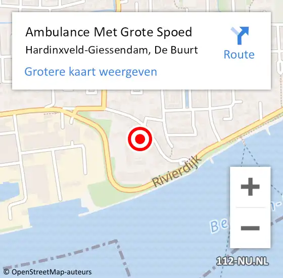 Locatie op kaart van de 112 melding: Ambulance Met Grote Spoed Naar Hardinxveld-Giessendam, De Buurt op 23 juni 2024 13:44