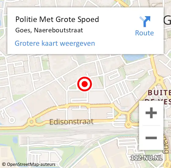 Locatie op kaart van de 112 melding: Politie Met Grote Spoed Naar Goes, Naereboutstraat op 23 juni 2024 13:50