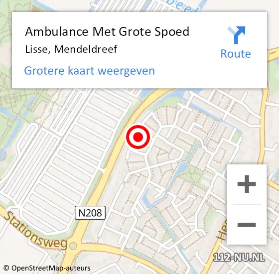 Locatie op kaart van de 112 melding: Ambulance Met Grote Spoed Naar Lisse, Mendeldreef op 23 juni 2024 13:59