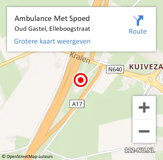 Locatie op kaart van de 112 melding: Ambulance Met Spoed Naar Oud Gastel, Elleboogstraat op 10 oktober 2014 12:54