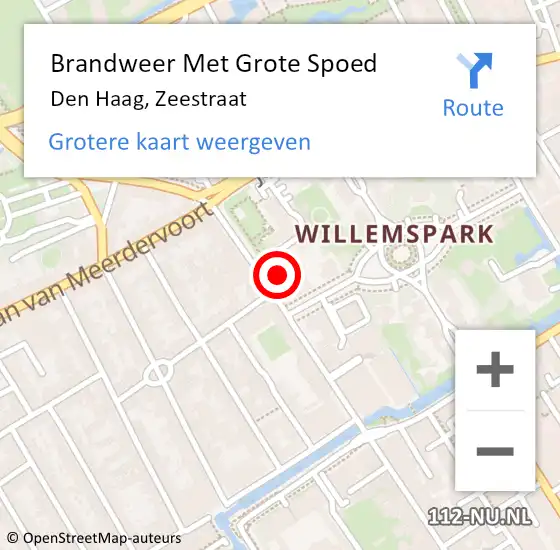 Locatie op kaart van de 112 melding: Brandweer Met Grote Spoed Naar Den Haag, Zeestraat op 23 juni 2024 14:07