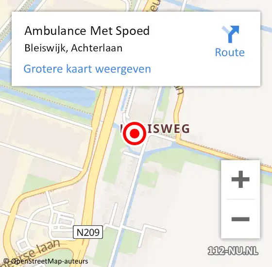 Locatie op kaart van de 112 melding: Ambulance Met Spoed Naar Bleiswijk, Achterlaan op 23 juni 2024 14:13