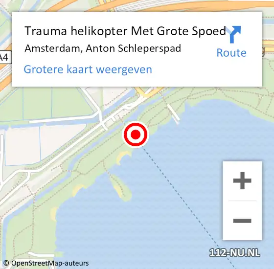 Locatie op kaart van de 112 melding: Trauma helikopter Met Grote Spoed Naar Amsterdam, Anton Schleperspad op 23 juni 2024 14:15