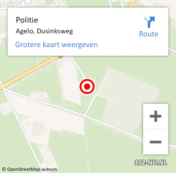 Locatie op kaart van de 112 melding: Politie Agelo, Dusinksweg op 23 juni 2024 14:24