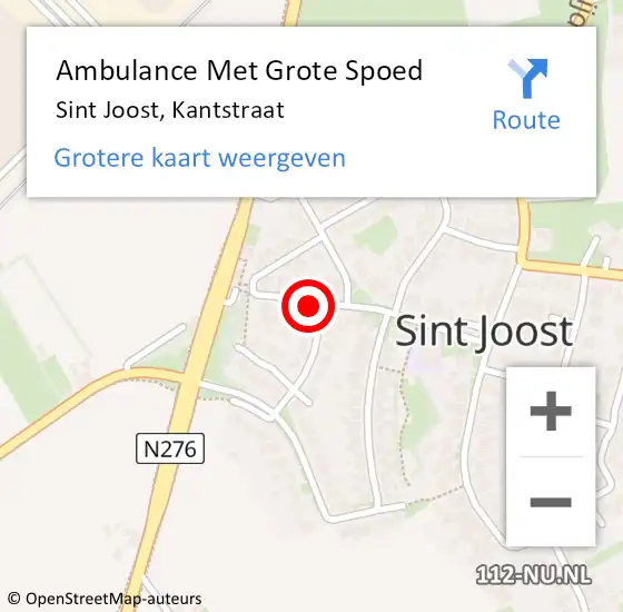 Locatie op kaart van de 112 melding: Ambulance Met Grote Spoed Naar Sint Joost, Kantstraat op 23 juni 2024 14:52